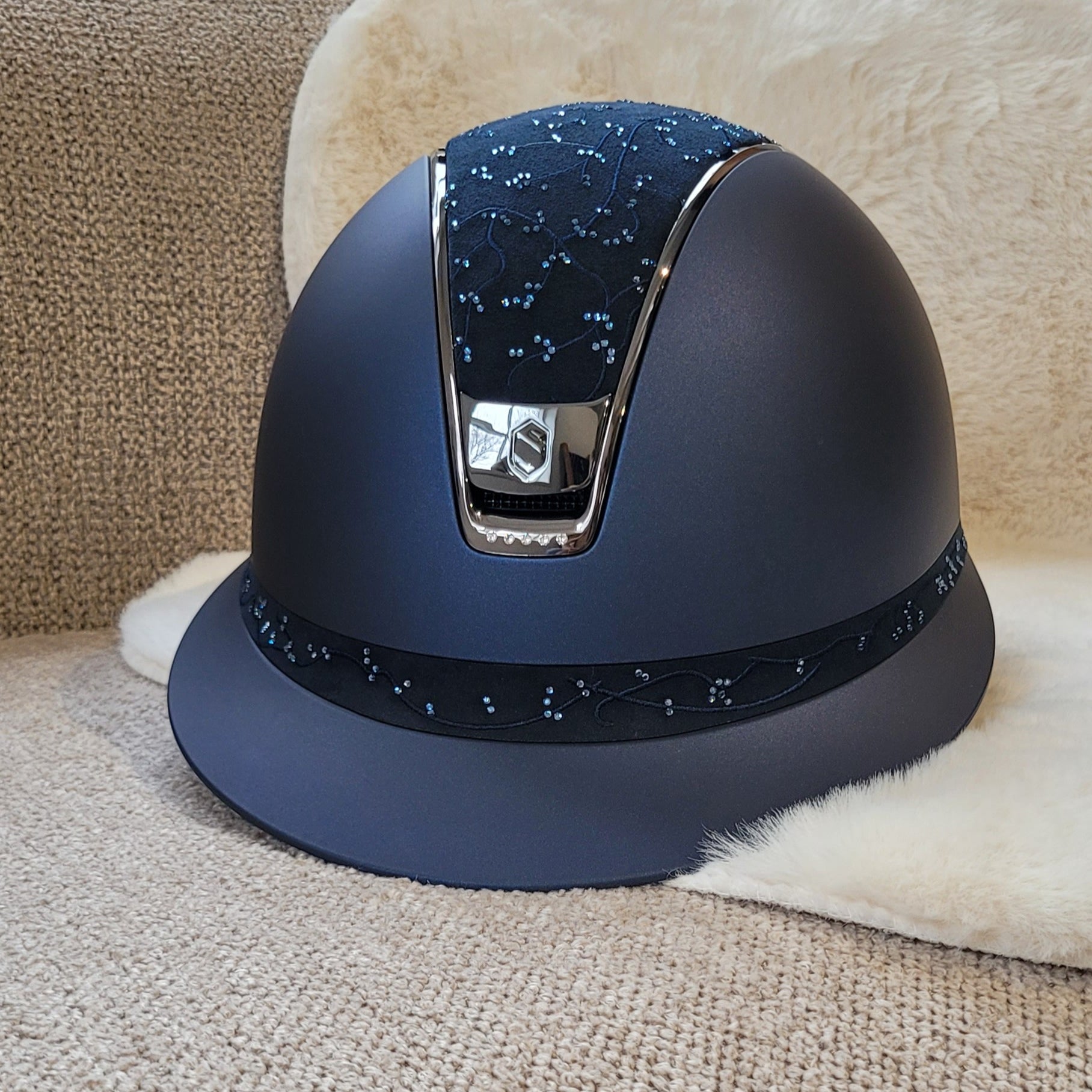 Samshield 2.0 Paardrijhelm Miss Shield Shadowmatt Crystal Leaf 5 Crystals Navy Navy
