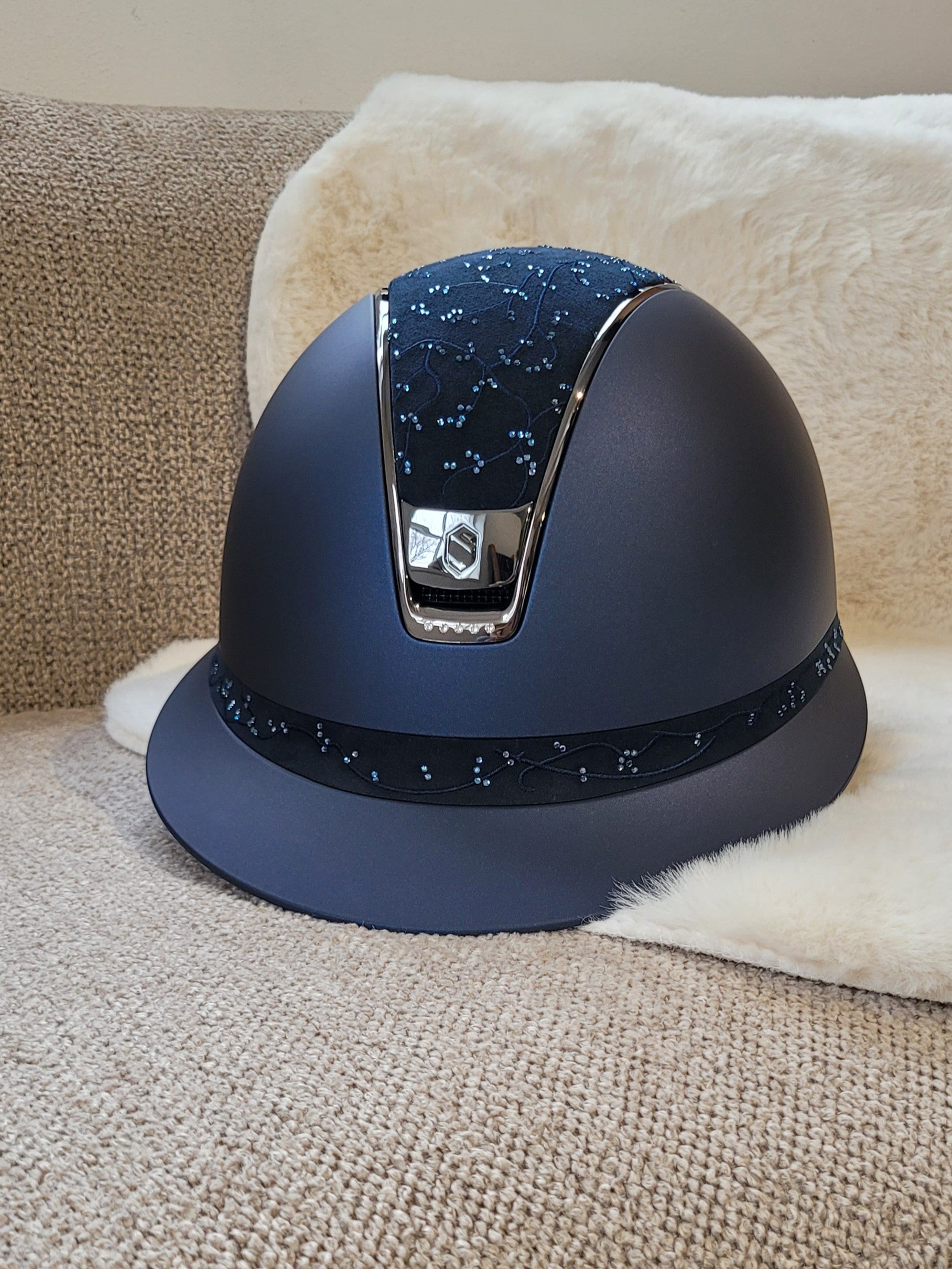 Samshield 2.0 Paardrijhelm Miss Shield Shadowmatt Crystal Leaf 5 Crystals Navy