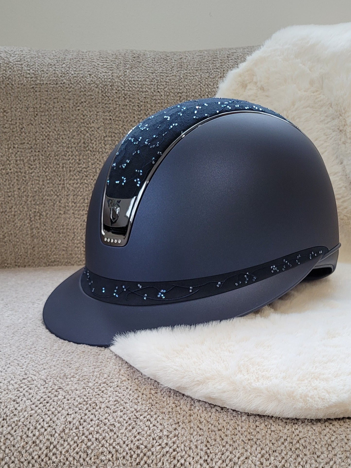 Samshield 2.0 Miss Shield shadowmatt riding helmet Crystal Leaf 5 Crystals Navy