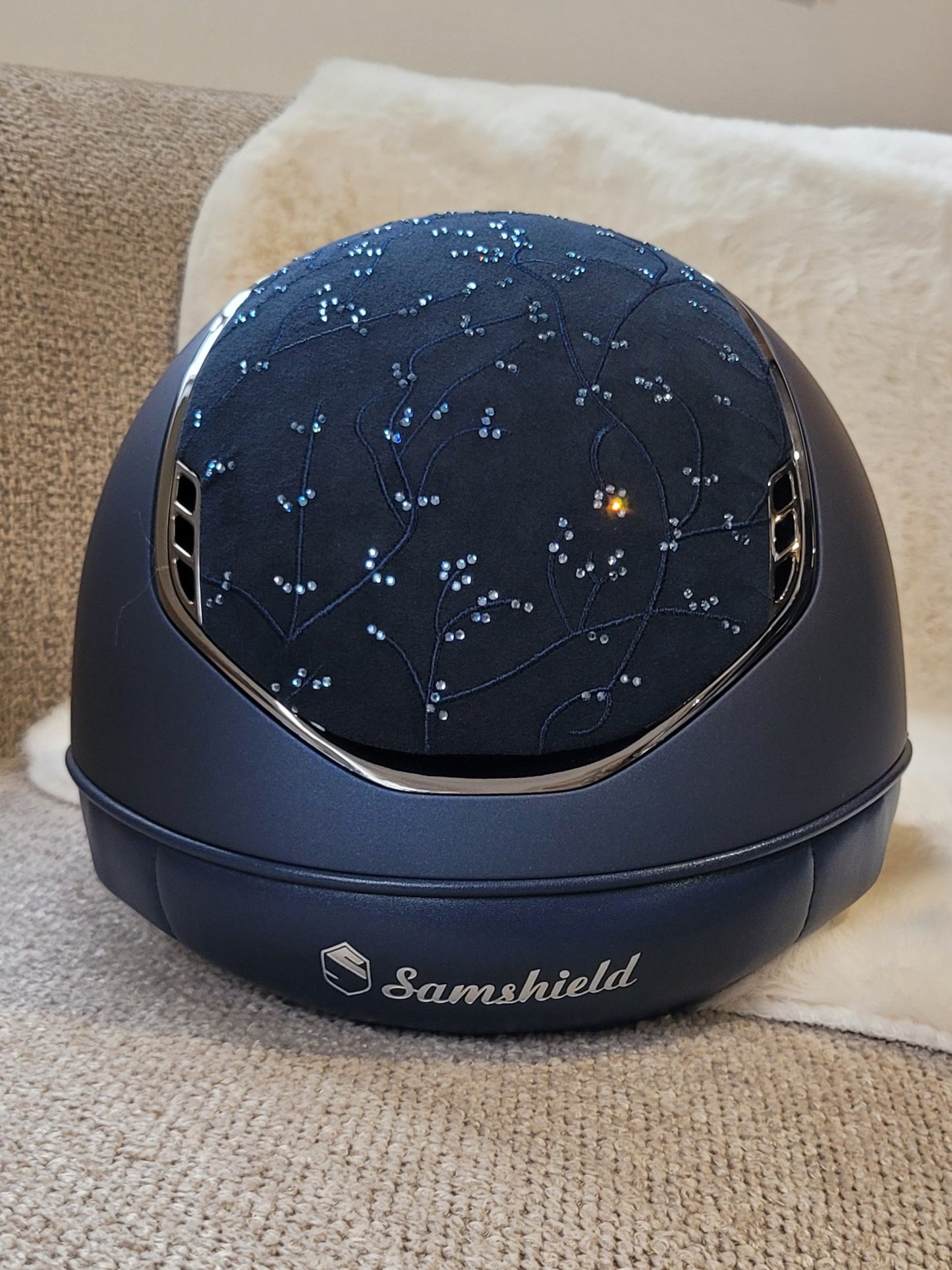 Samshield 2.0 Miss Shield shadowmatt riding helmet Crystal Leaf 5 Crystals Navy