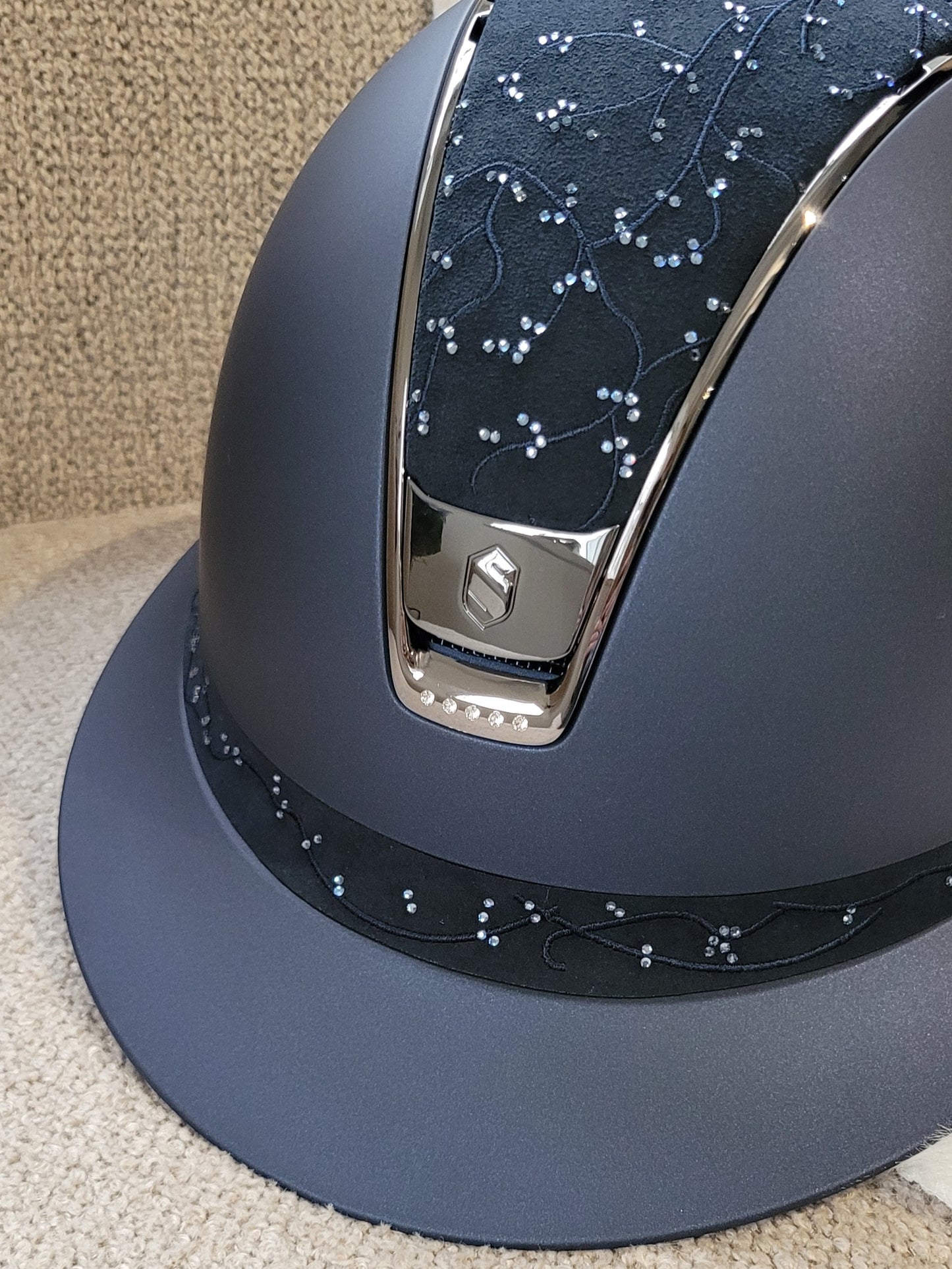 Samshield 2.0 Miss Shield shadowmatt riding helmet Crystal Leaf 5 Crystals Navy