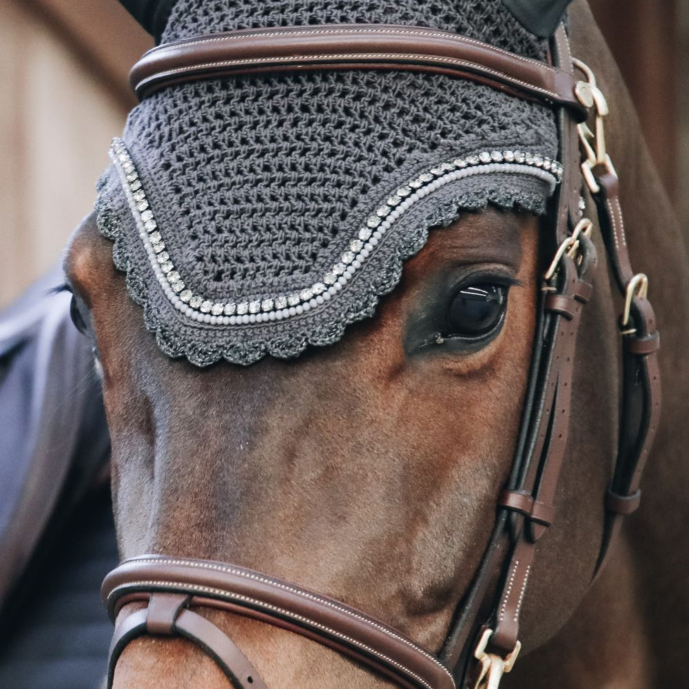 Kentucky Horsewear vliegenmuts Wellington Stone & Pearl Grijs Full