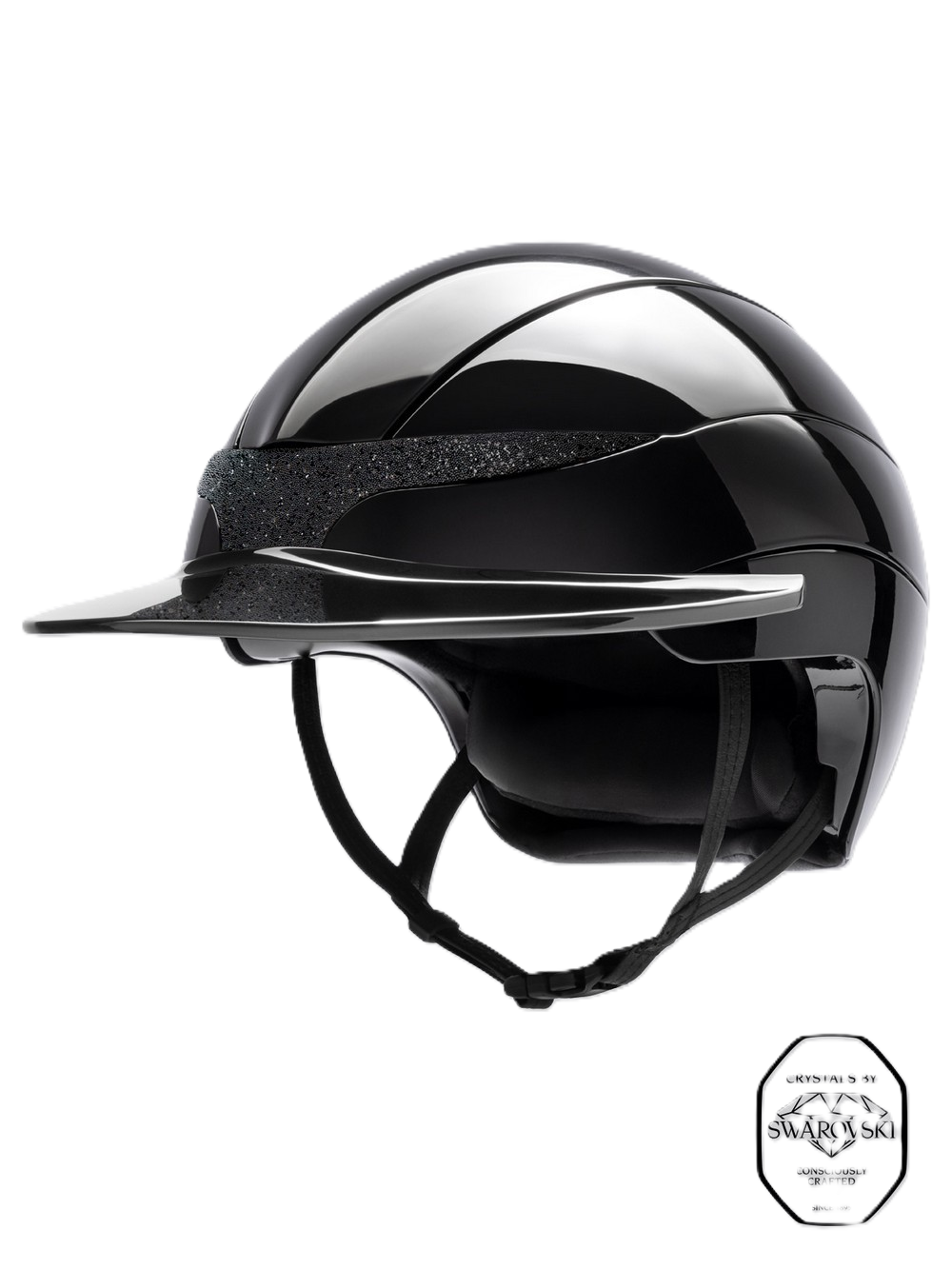 Equiline Horse Riding Helmet Xanto Sun Visor Gloss Swarovski Black
