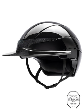 Equiline Horse Riding Helmet Xanto Sun Visor Gloss Swarovski Black