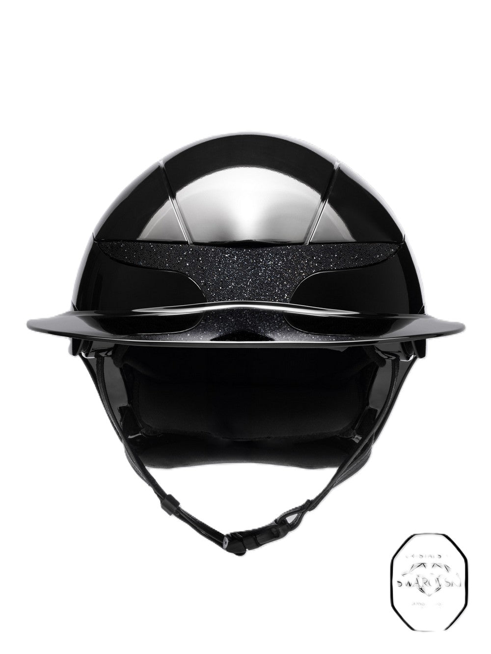 Equiline Horse Riding Helmet Xanto Sun Visor Gloss Swarovski Black
