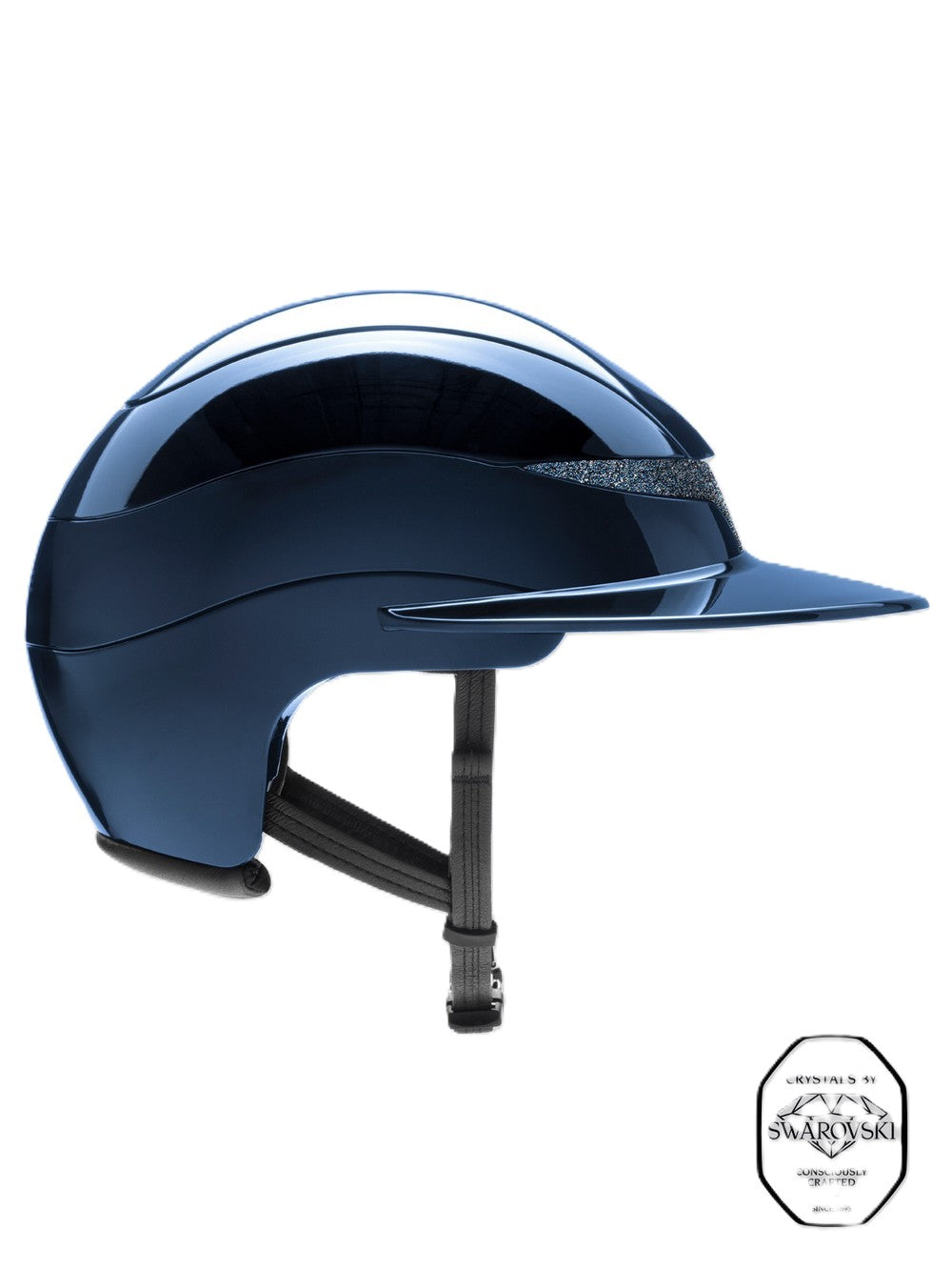 Equiline Horse Riding Helmet Xanto Sun Visor Gloss Swarovski Navy