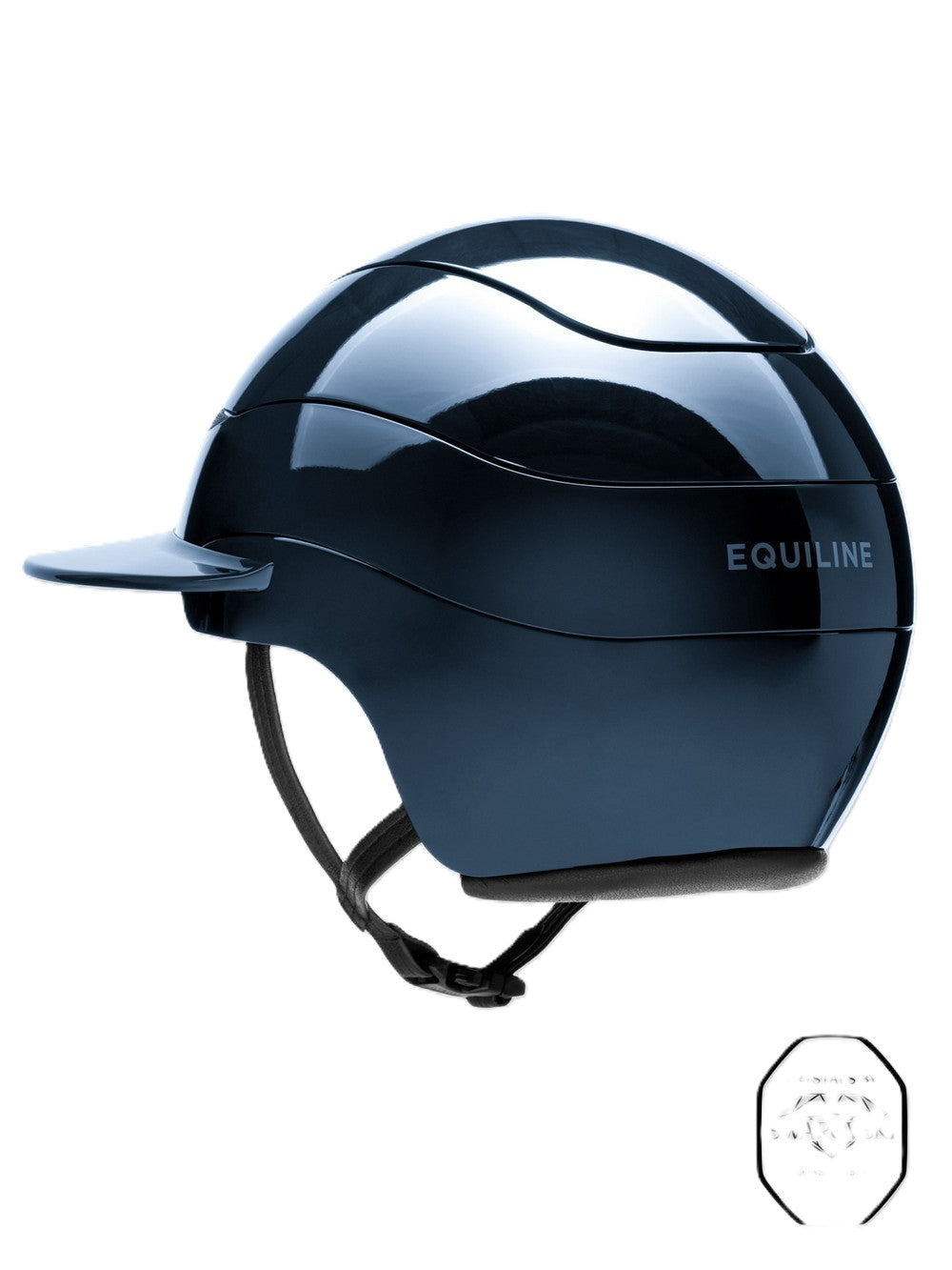 Equiline Horse Riding Helmet Xanto Sun Visor Gloss Swarovski Navy