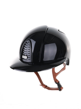 Kep Italia Riding Helmet Cromo 2.0 Polish Polo Peak Black Beige Chin Strap