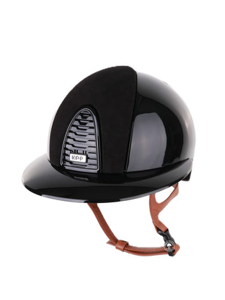 Kep Italia Riding Helmet Cromo 2.0 Polish Polo Peak Black Suede Insert Beige Chin Strap
