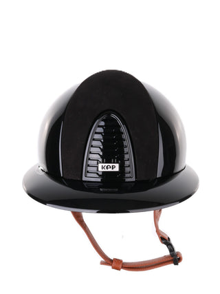 Kep Italia Riding Helmet Cromo 2.0 Polish Polo Peak Black Suede Insert Beige Chin Strap