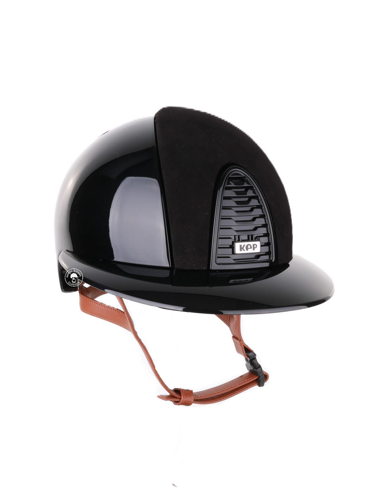 Kep Italia Riding Helmet Cromo 2.0 Polish Polo Peak Black Suede Insert Beige Chin Strap