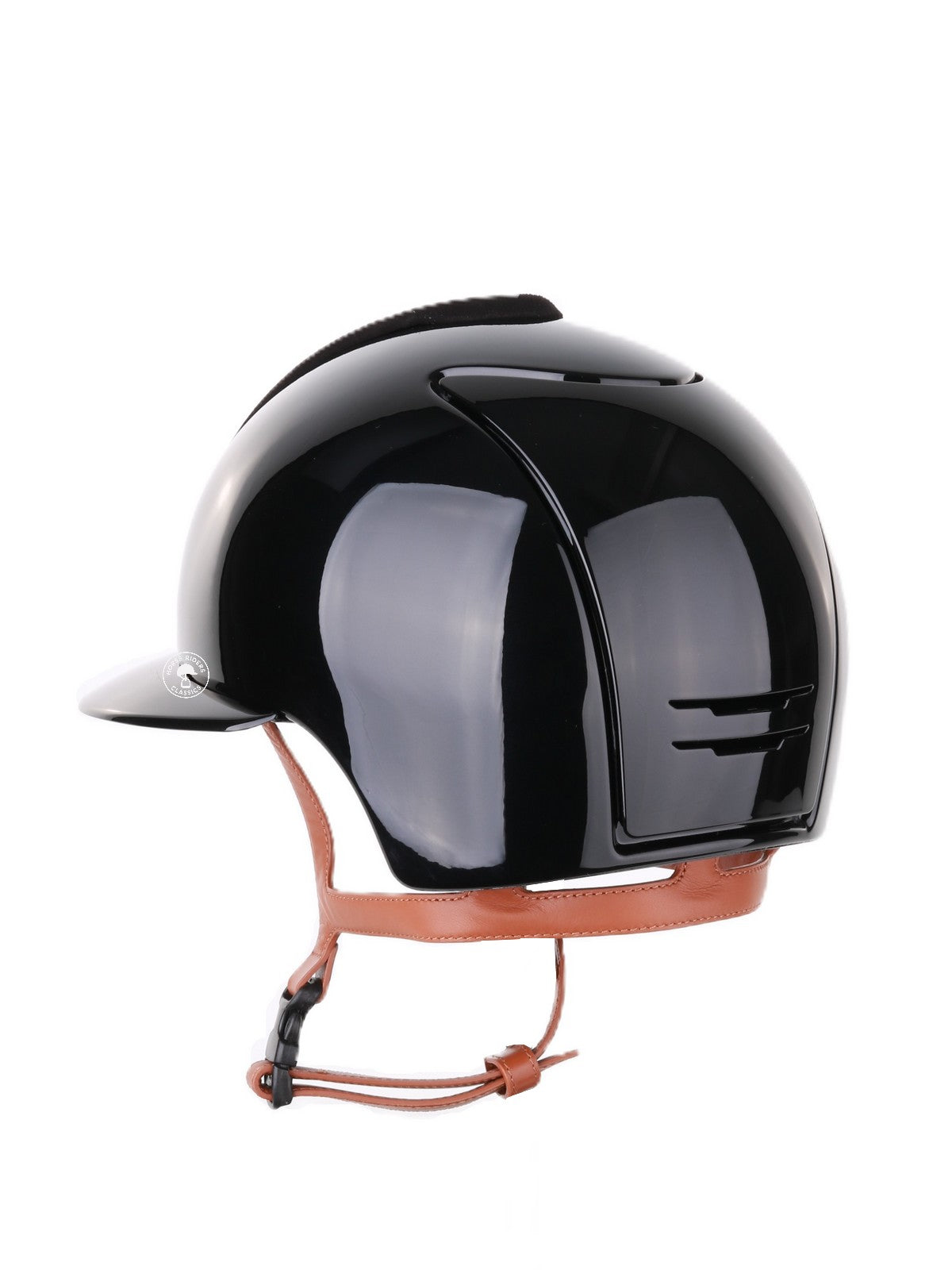 Kep Italia Riding Helmet Cromo 2.0 Polish Polo Peak Black Suede Insert Beige Chin Strap