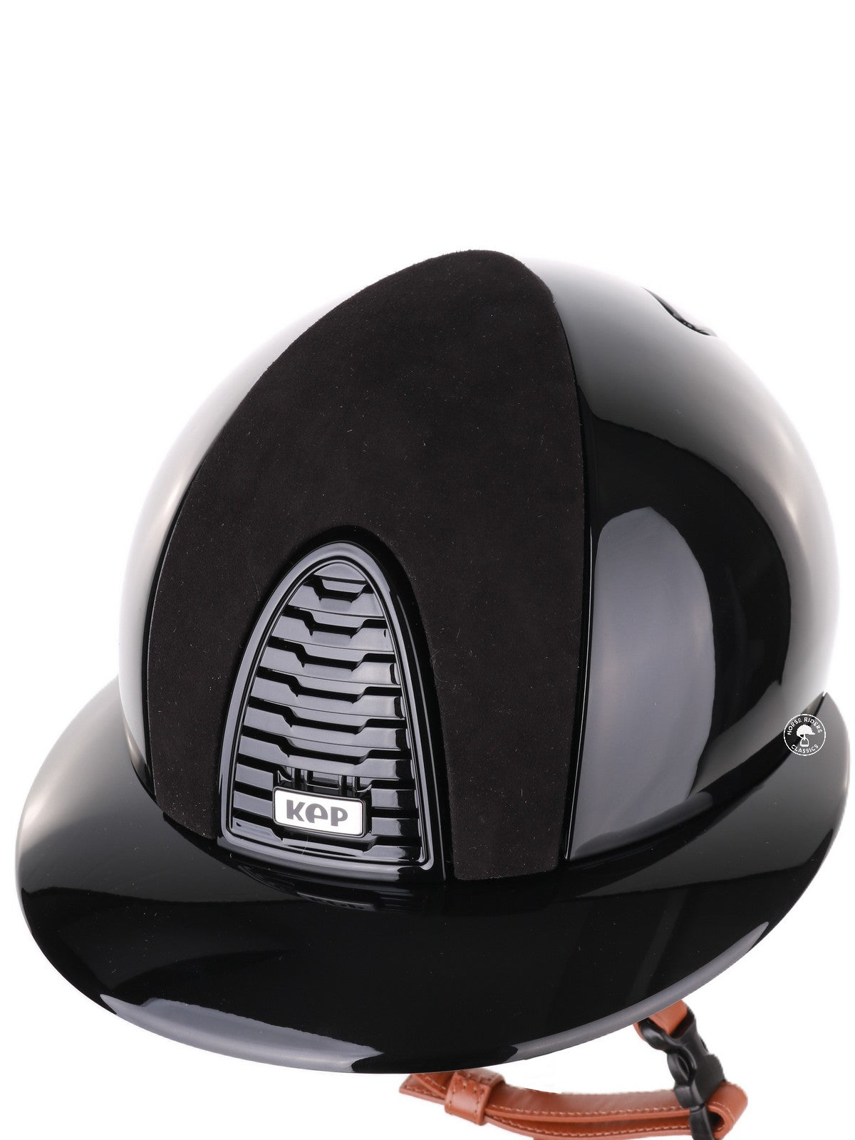 Kep Italia Riding Helmet Cromo 2.0 Polish Polo Peak Black Suede Insert Beige Chin Strap