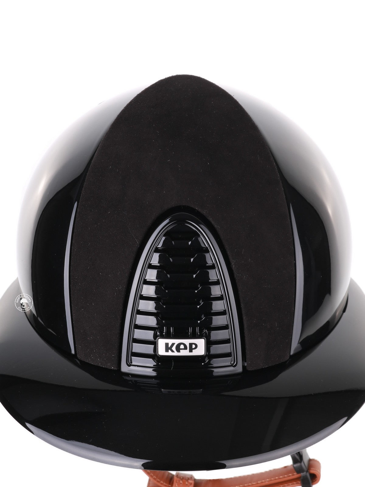 Kep Italia Riding Helmet Cromo 2.0 Polish Polo Peak Black Suede Insert Beige Chin Strap
