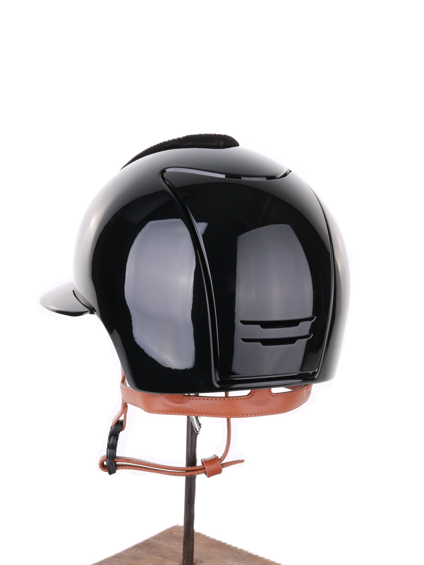 Kep Italia Riding Helmet Cromo 2.0 Polish Polo Peak Black Shaded Silver Insert Beige Chin Strap