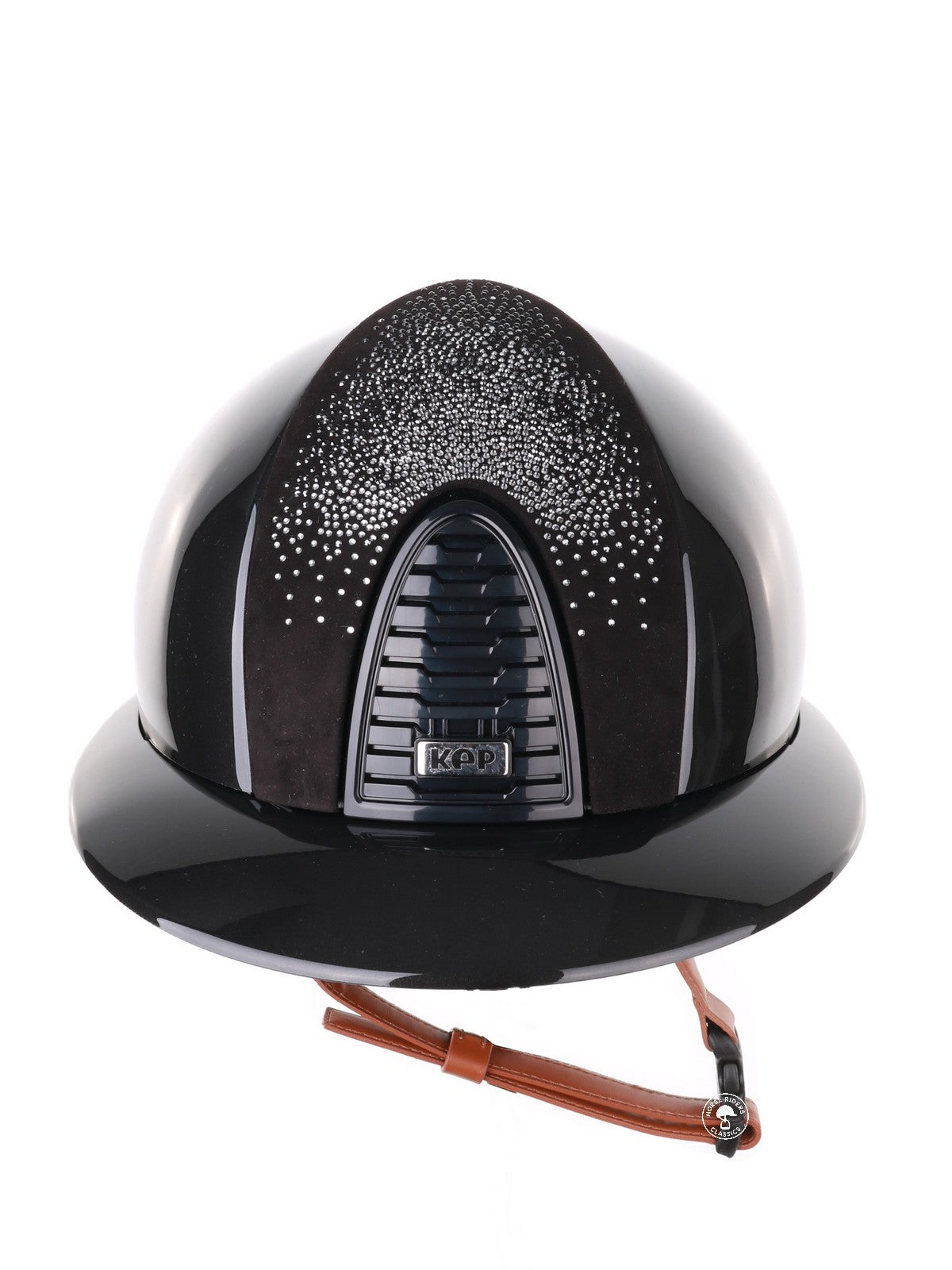 Kep Italia Paardrijhelm Cromo 2.0 Shine Polo Klep Zwart RAW Frame Shaded Silver Insert Beige Kinband