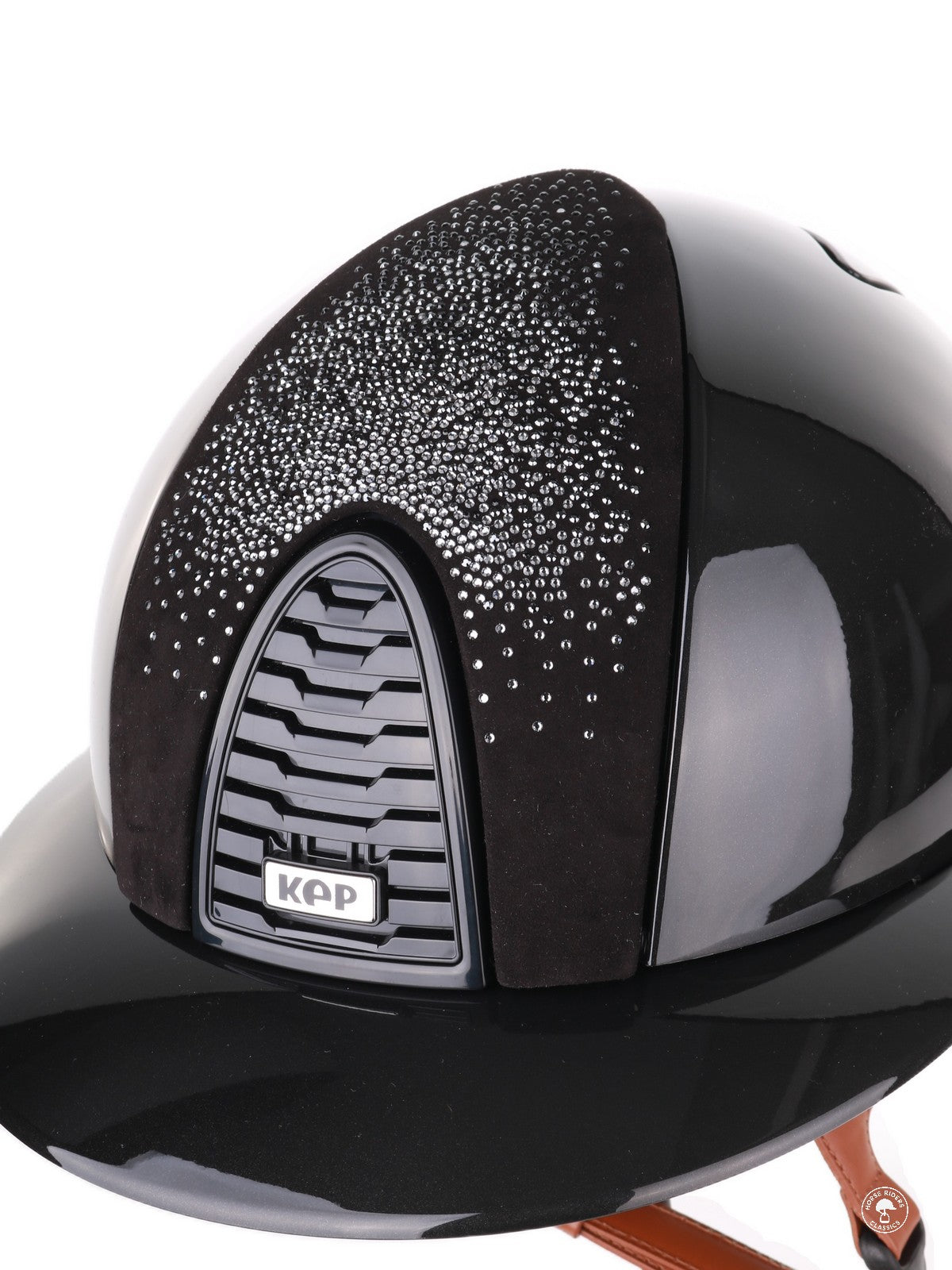 Kep Italia Riding Helmet Cromo 2.0 Shine Polo Peak Black RAW Frame Shaded Silver Insert Beige Chin Strap
