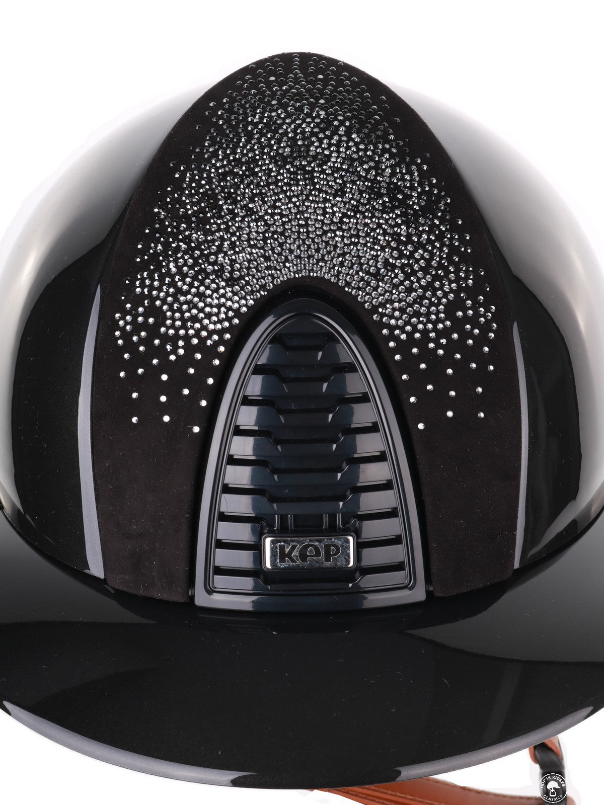 Kep Italia Riding Helmet Cromo 2.0 Shine Polo Peak Black RAW Frame Shaded Silver Insert Beige Chin Strap