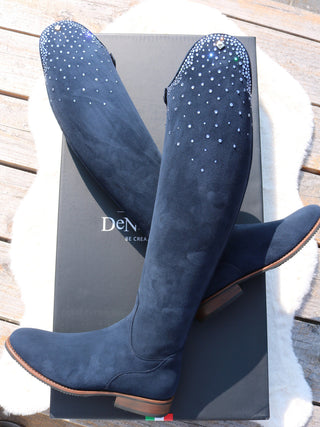 De Niro Bellini Custom Camoscio Blue Riding Boots 39 MA M