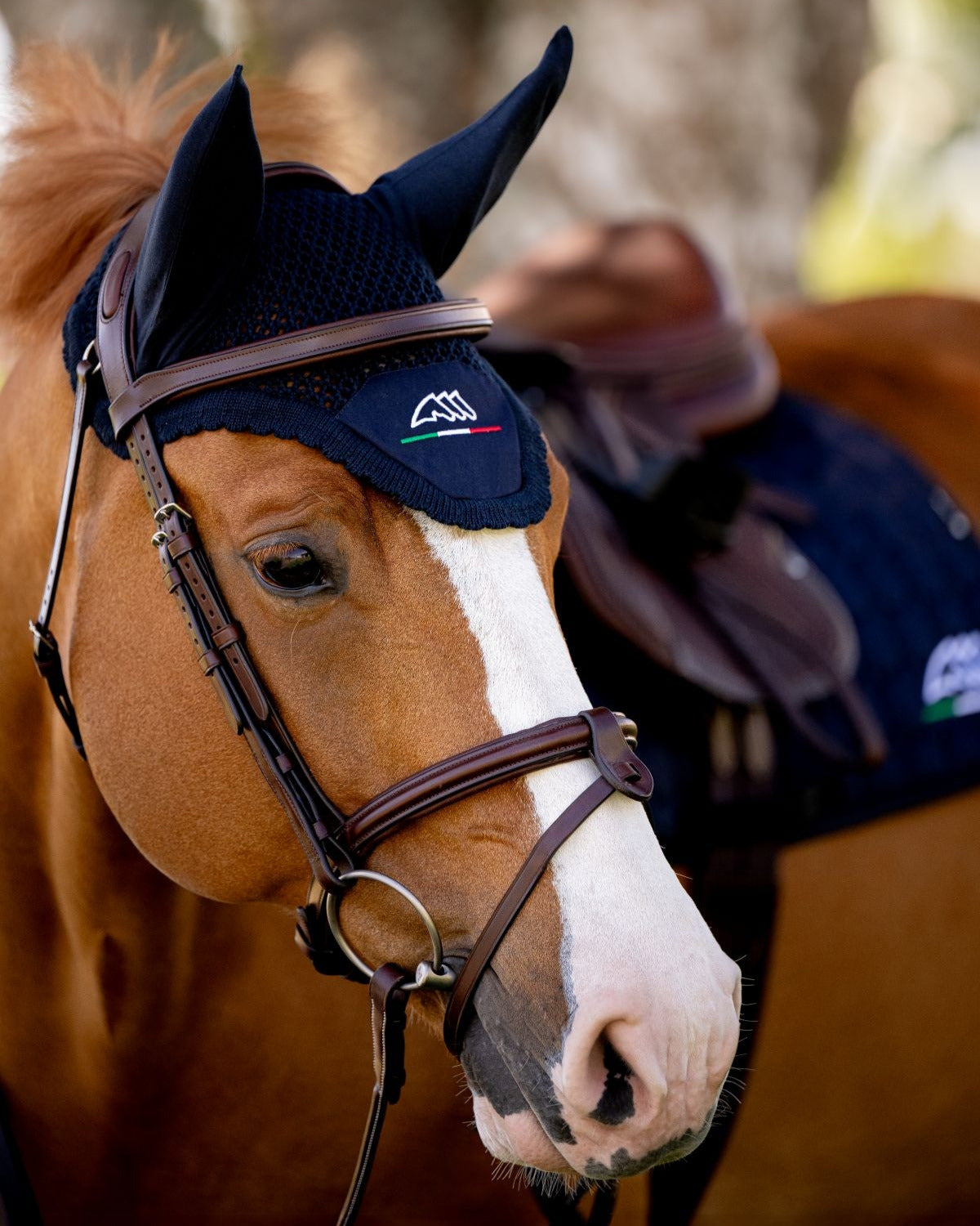 Equiline Set Zadeldek en vliegenmuts Eqflaggy Navy Pony