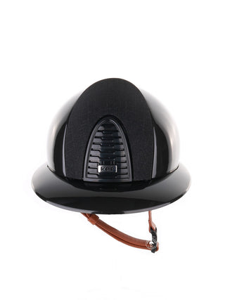 Kep Italia Riding Helmet Cromo 2.0 Shine Polo Peak Black RAW Frame Galassia Insert Beige Chin Strap