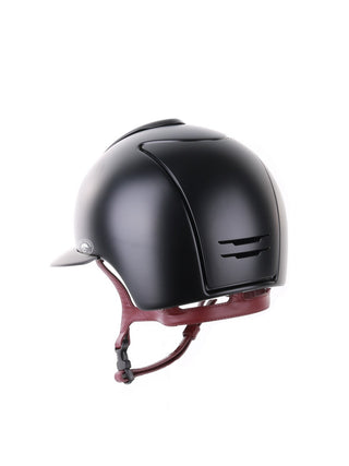 Kep Italia Riding Helmet Cromo 2.0 Textile Polo Peak Black Bordeaux Chin Strap