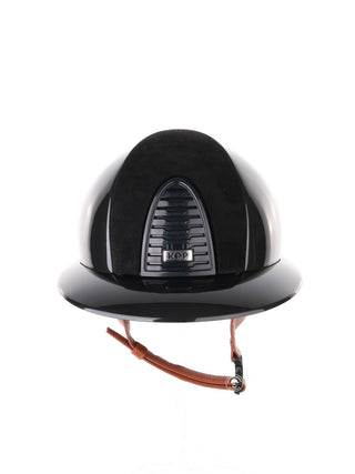 Kep Italia Riding Helmet Cromo 2.0 Shine Polo Peak Black RAW Frame Suede Insert Beige Chin Strap