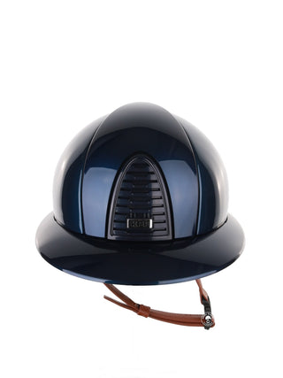 Kep Italia Riding Helmet Cromo 2.0 Shine Polo Peak Blue RAW Frame Beige Chin Strap