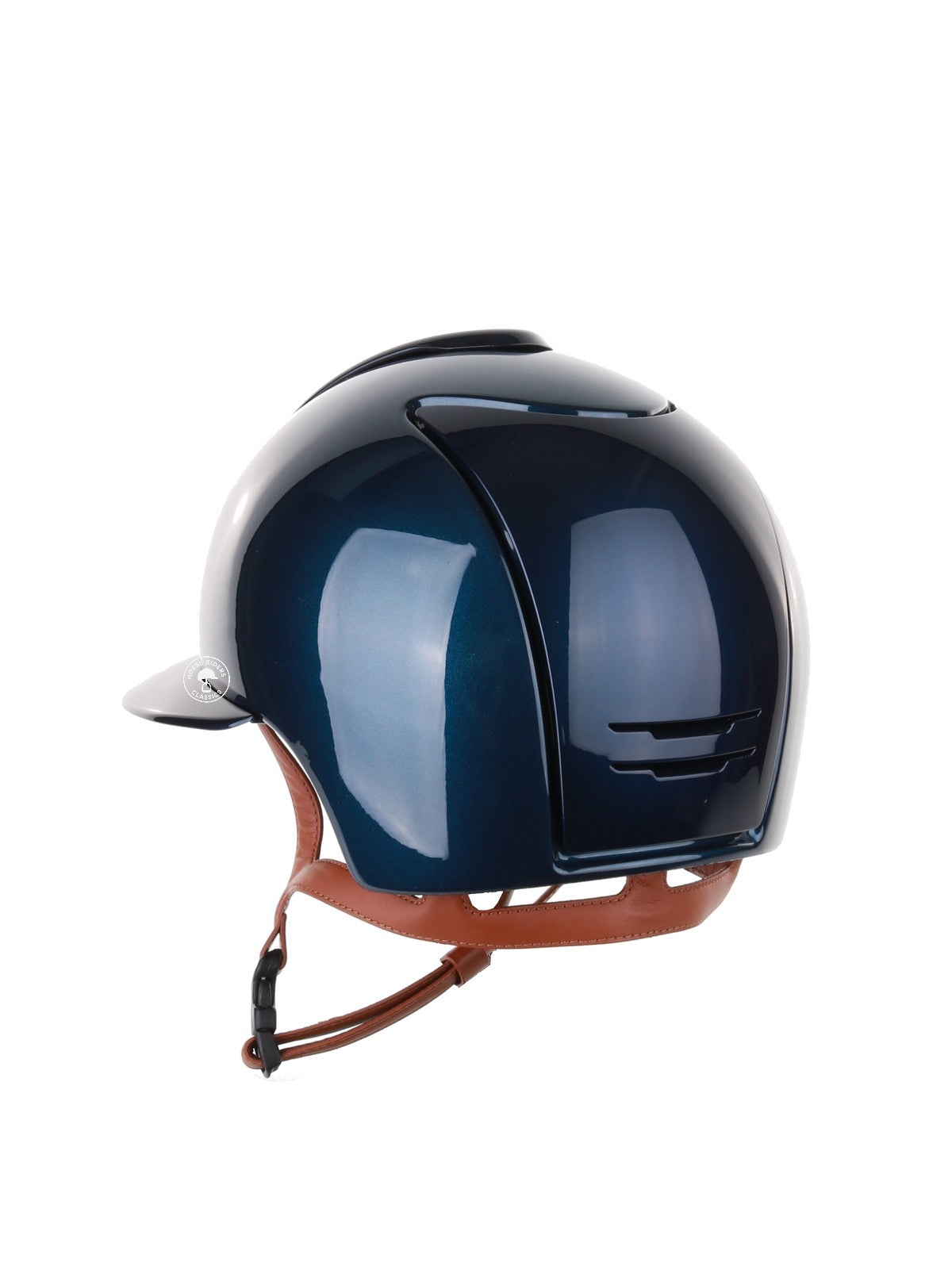 Kep Italia Riding Helmet Cromo 2.0 Shine Polo Peak Blue RAW Frame Beige Chin Strap