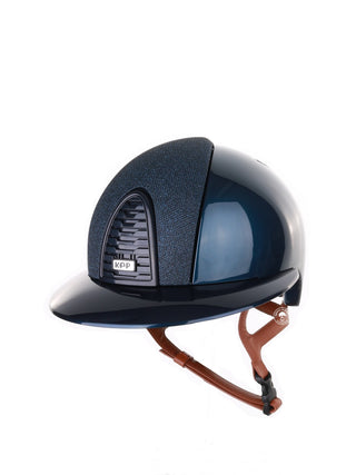 Kep Italia Riding Helmet Cromo 2.0 Shine Polo Peak Blue RAW Frame Luminor Blue Insert Beige Chin Strap