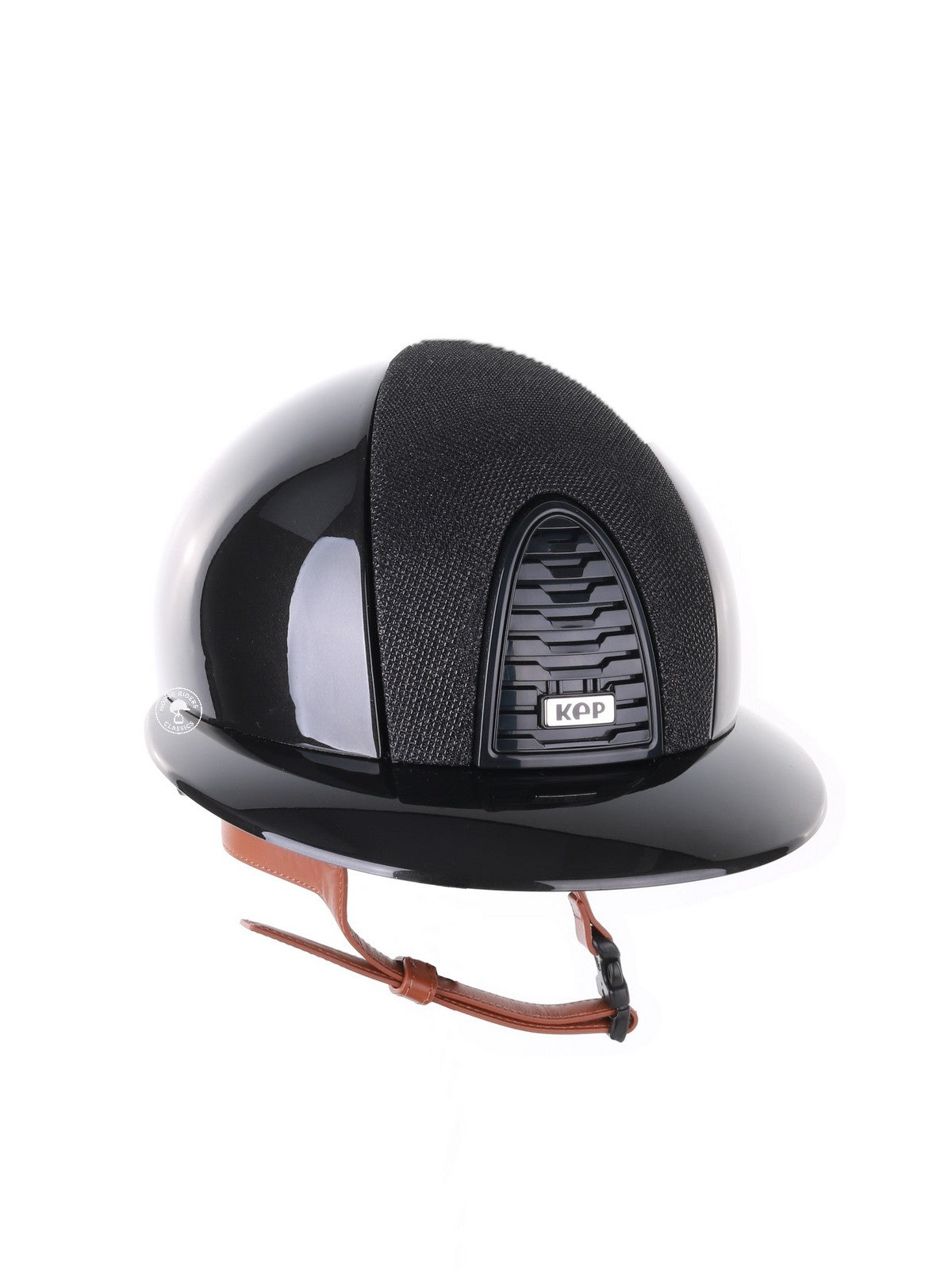 Kep Italia Riding Helmet Cromo 2.0 Shine Polo Peak Black RAW Frame Luminor Insert Beige Chin Strap