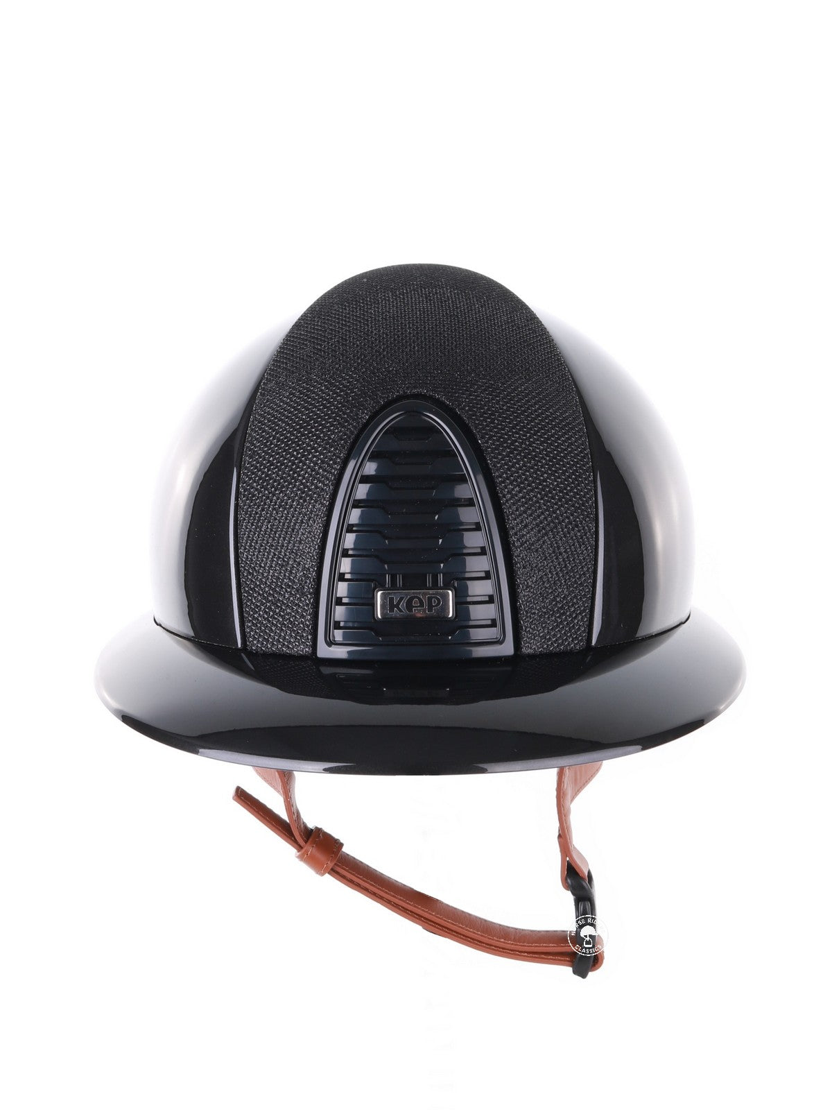 Kep Italia Paardrijhelm Cromo 2.0 Shine Polo Klep Zwart RAW Frame Luminor Insert Beige Kinband