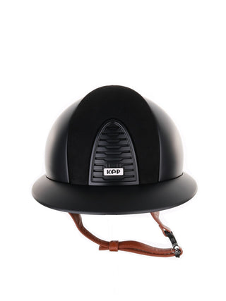 Kep Italia Riding Helmet Cromo 2.0 Textile Polo Peak Black Suede Insert Beige Chin Strap