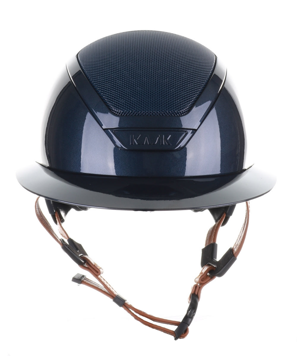 Kask Star Lady 2.0 Pure Shine Chrome Leather Light Brown Chinstrap Atlantic Blue