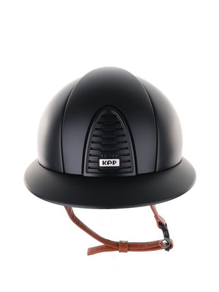 Kep Italia Riding Helmet Cromo 2.0 Textile Polo Peak Black Beige Chin Strap