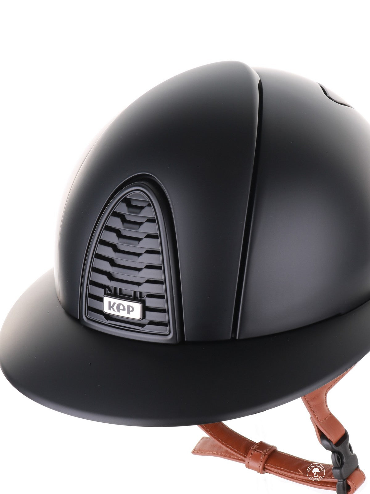 Kep Italia Riding Helmet Cromo 2.0 Textile Polo Peak Black Beige Chin Strap