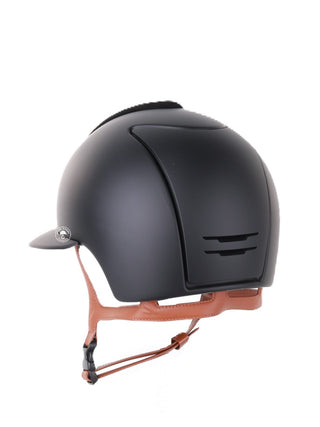 Kep Italia Riding Helmet Cromo 2.0 Matt Polo Peak Black Suede Insert Beige Chin Strap