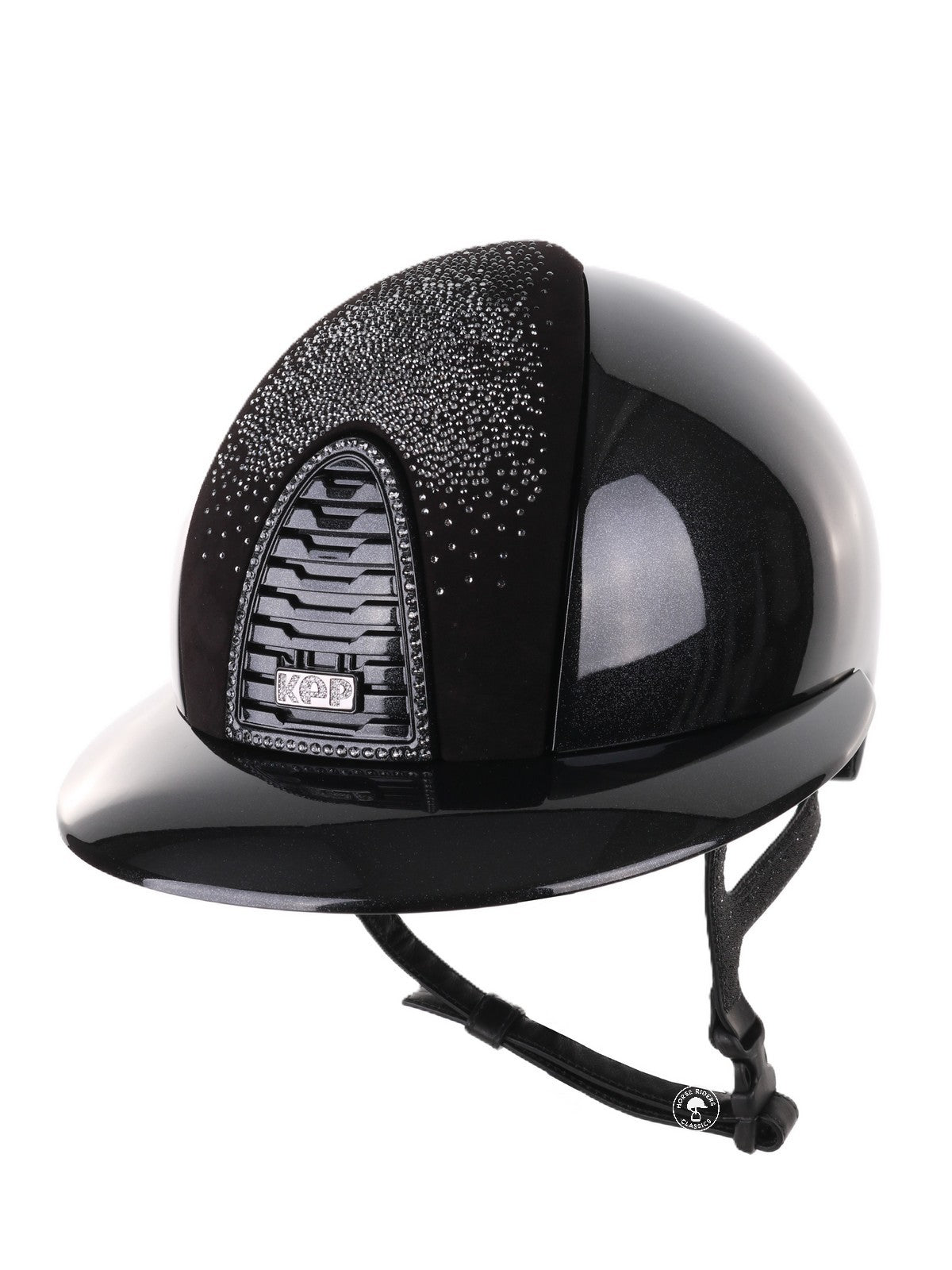 Kep Italia Paardrijhelm Cromo 2.0 Diamond Polo Klep Zwart Shaded Silver Insert Swarovski Frame