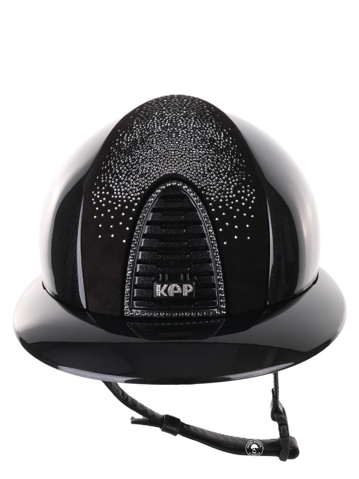 Kep Italia Paardrijhelm Cromo 2.0 Diamond Polo Klep Zwart Shaded Silver Insert Swarovski Frame