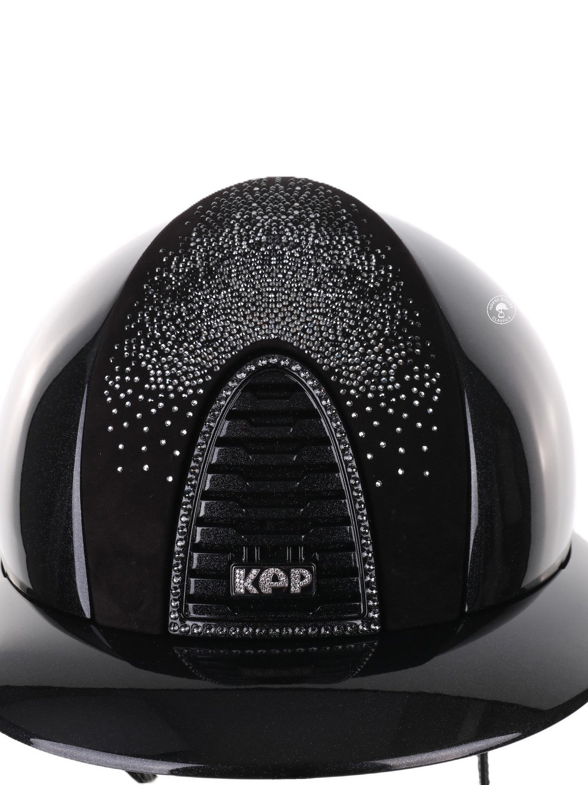Kep Italia Riding Helmet Cromo 2.0 Diamond Polo Peak Black Shaded Silver Insert Swarovski Frame