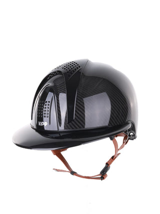 Kep Italia Riding Helmet E-Light Carbon Polo Peak Black Beige Chin Strap