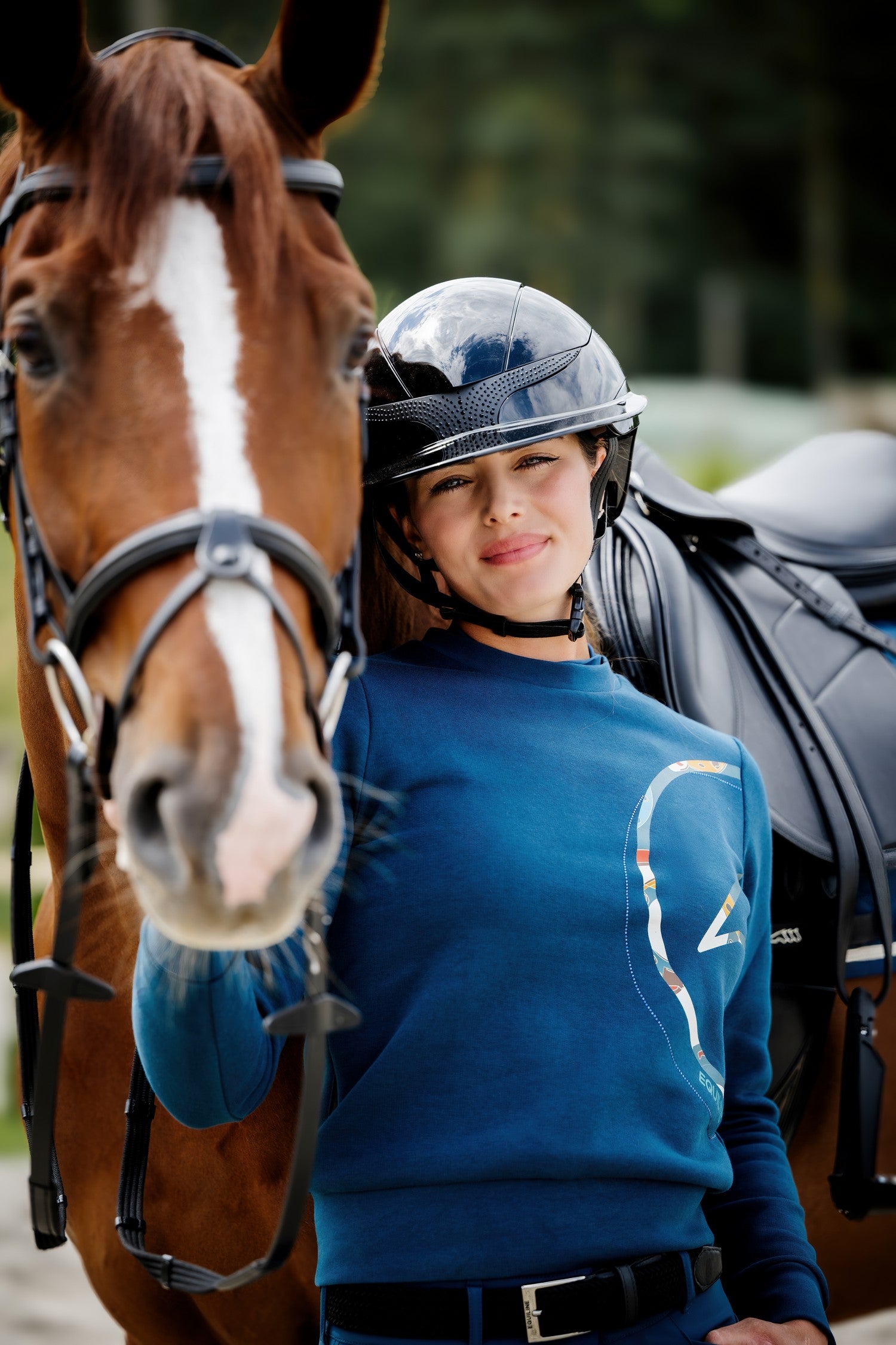 Equiline ronde hals sweatshirt dames Ezzy Legion Blue