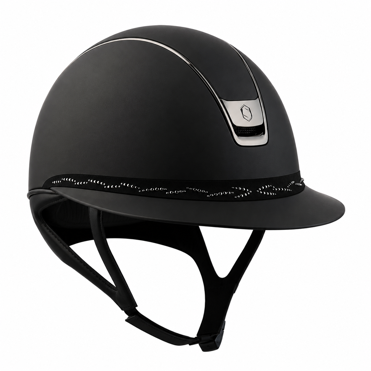 Samshield 2.0 Paardrijhelm Miss Shield Shadowmatt Flower Swarovski FB Black Chrome Zwart Zwart