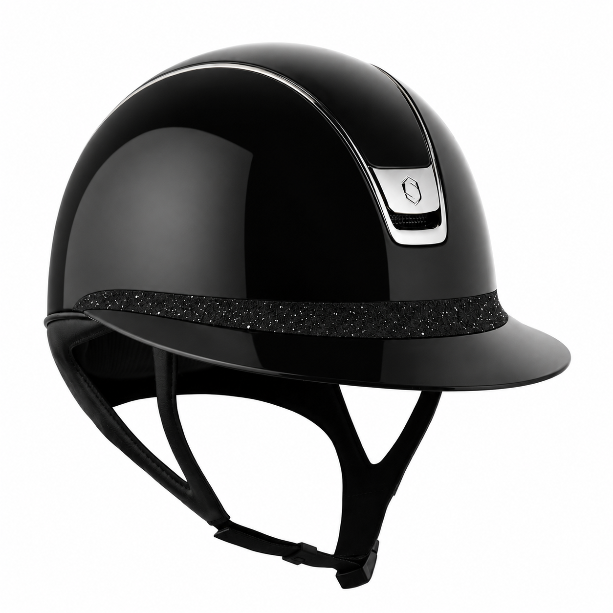 Samshield 2.0 Paardrijhelm Miss Shield Shadowglossy Crystal Fabric FB Zwart Zwart