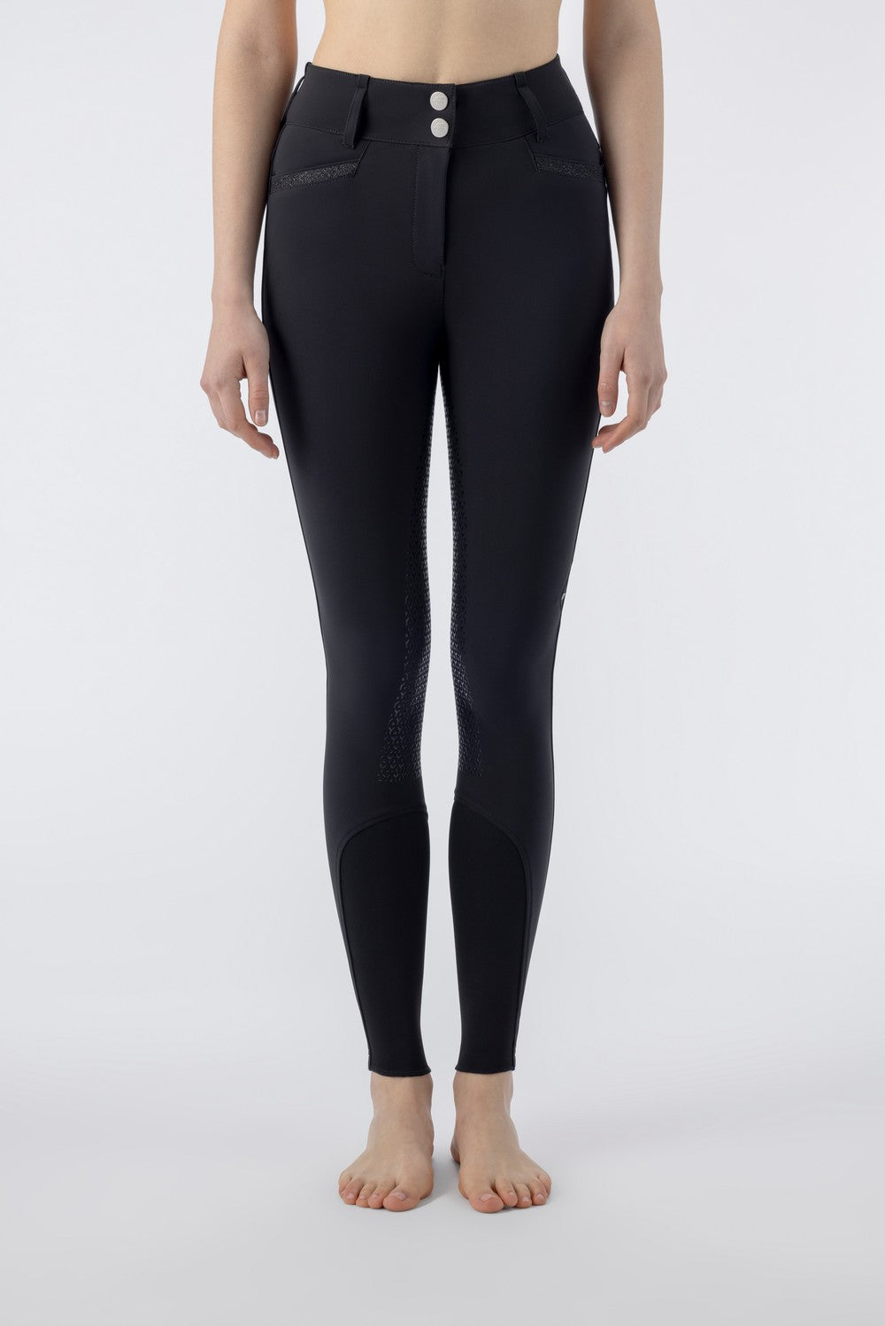 Equiline riding breeches women knee grip high waist Crystalek Black