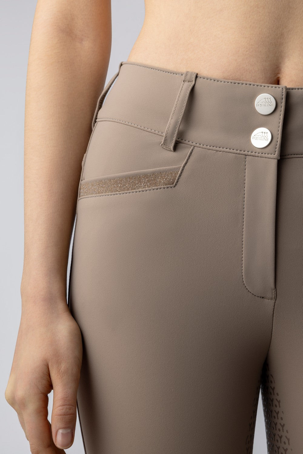 Equiline riding breeches women knee grip high waist Crystalek Taupe