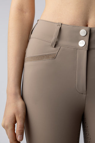 Equiline riding breeches women knee grip high waist Crystalek Taupe