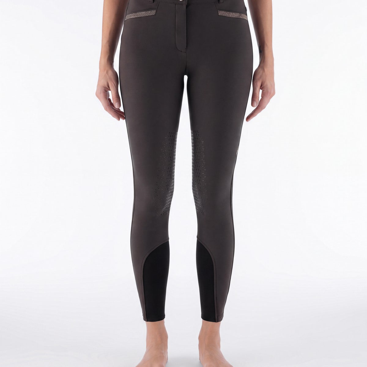 Equiline Women's Knee Grip High Waist Breeches Eqcrystalek Coffee Bean
