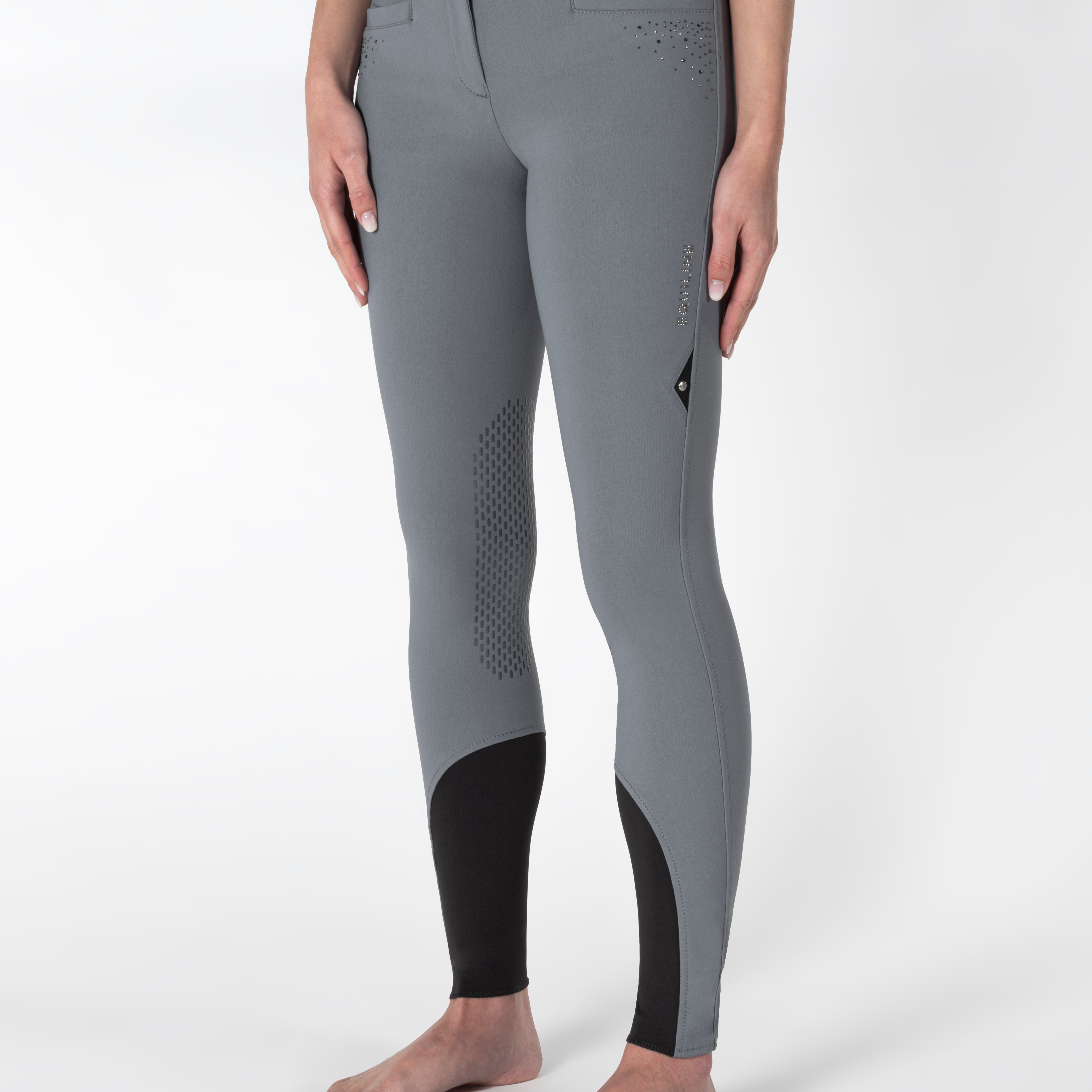 Equiline rijbroek dames knie grip Eqash Strass Stone Grey