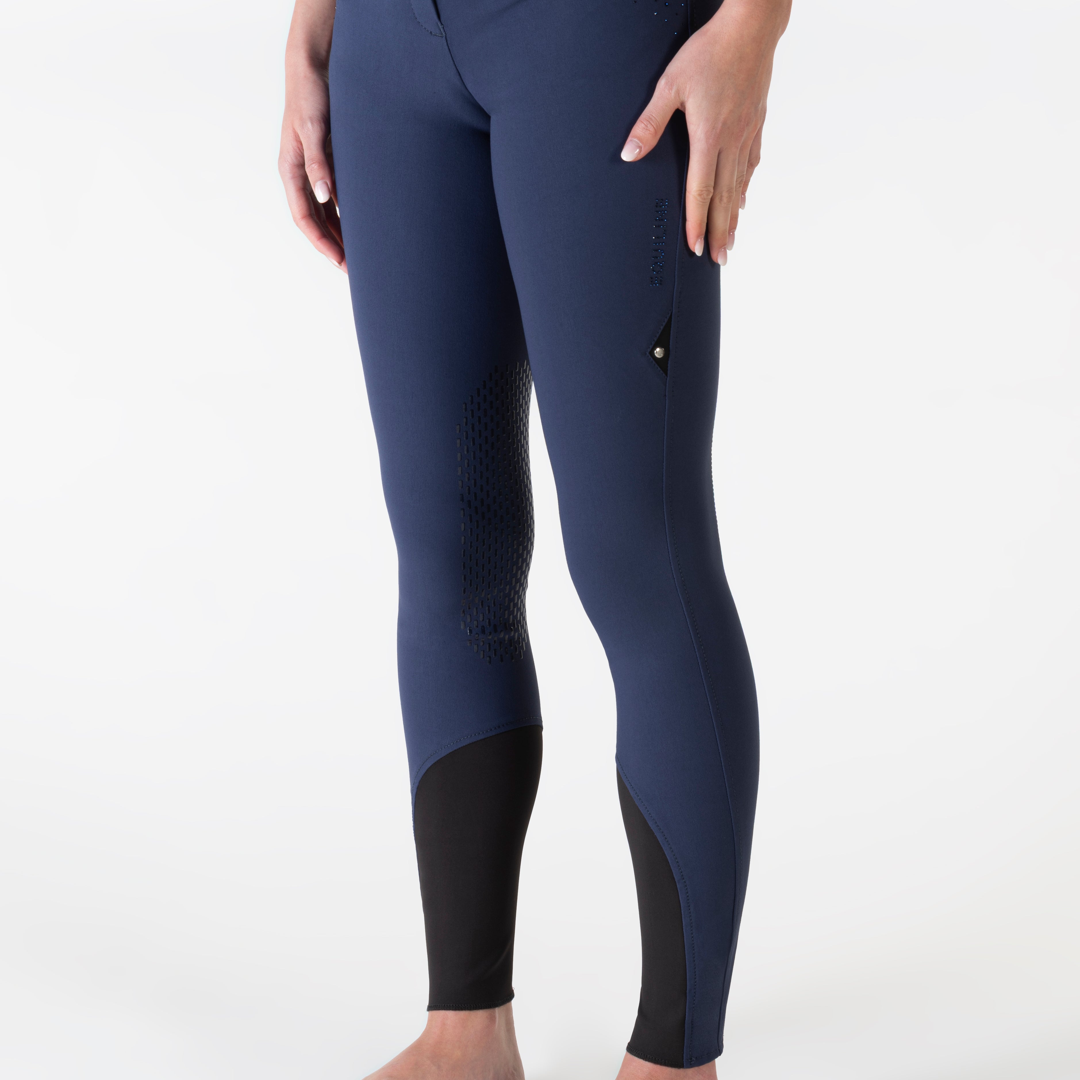 Equiline rijbroek dames knie grip Eqash Strass Blu Metallico
